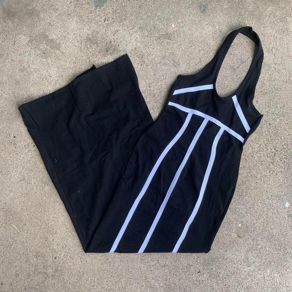 PrettyLittleThing Black and White Striped Jumpsuit